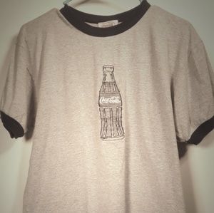 Meduim Coca-cola Brand tee shirt blue and grey